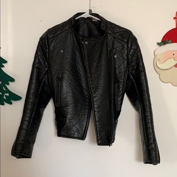 Divided Jackets & Blazers - h&m black motto faux leather jacket